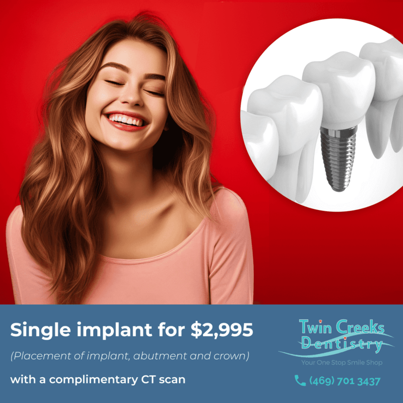 Single implant for $2,995